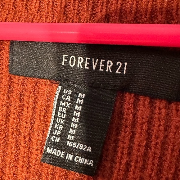 Forever 21 V-Neck Pullover Sweater Very Pretty Rust/Brown Size Med Academia - Picture 3 of 12